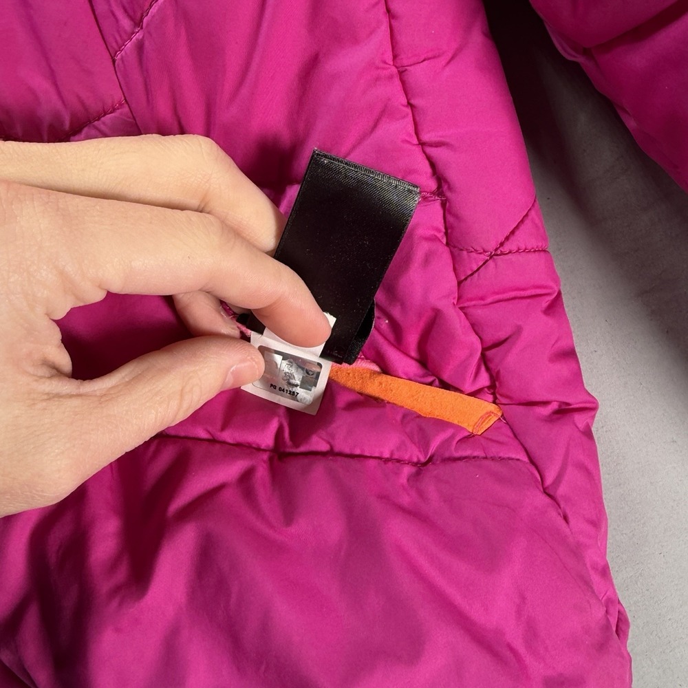 The North Face Puffer Jacket Youth Girls Large Pink Orange Reversible Hooded - Picture 9 of 12